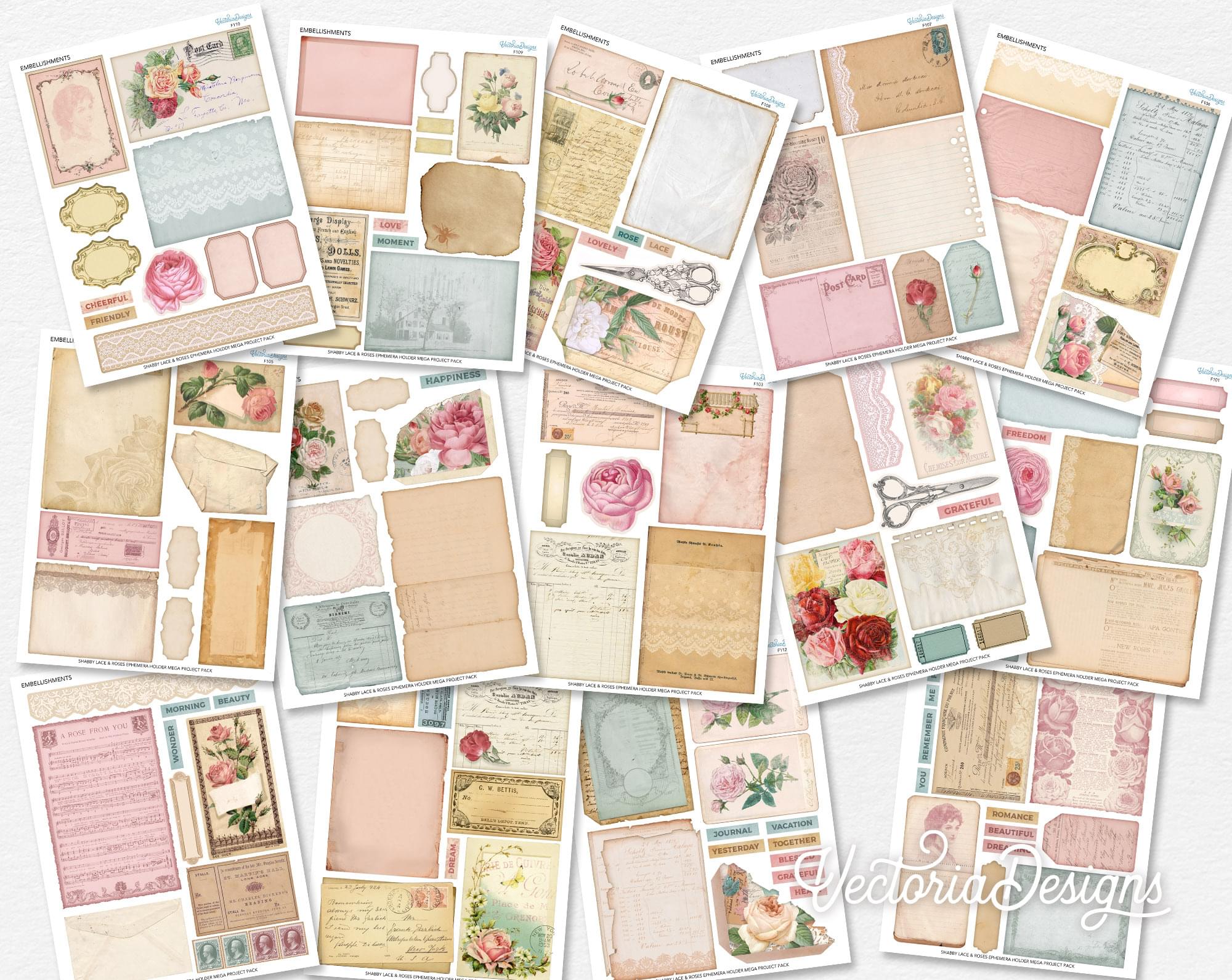 Lace and Roses Crafting Printables Kit